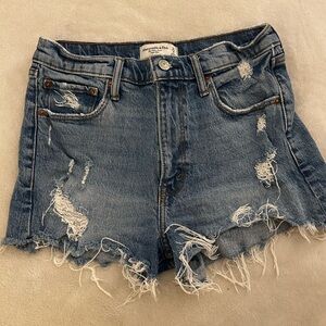 Abercrombie & Fitch Women's Distressed Blue Denim Shorts